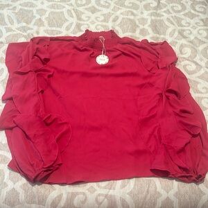 Fuschia Ruffle sleeve top